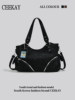 Ceekay Original Niche Design Black Motorcycle Bag for Women 2025 New Casual Simple Zipper Handbag Tote Bag