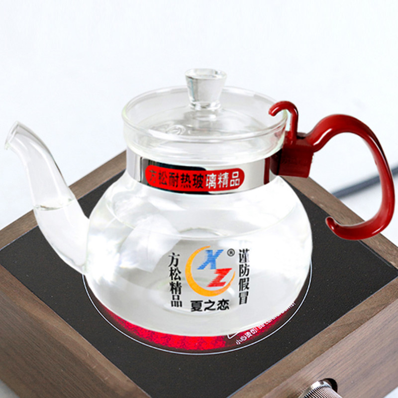 Square pine straight fire pot with dry burning 500cc heat resistant glass boiling kettle mini glass pot Ming fire boiling water glass pot