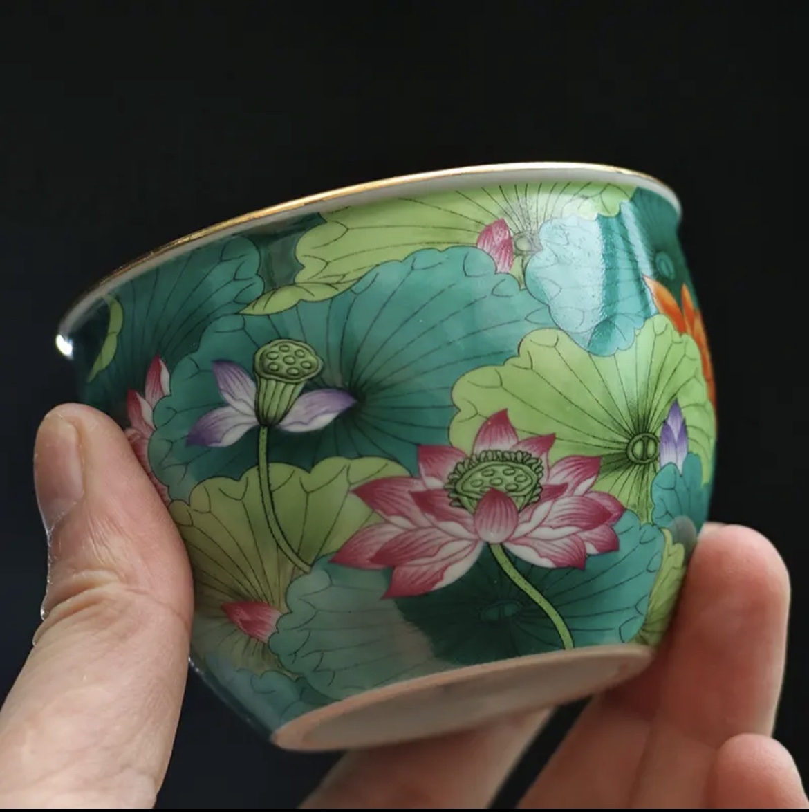 Great Tang Kiln Retro Lotus ceramic Master's Cup High-end Personal Cup Tea Set with exquisite gift box delivery from users-Taobao