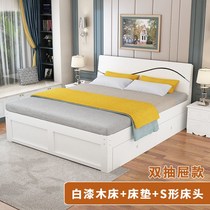 Solid wood bed 1 8-meter double bed bedroom Adult 1 5-meter single bed Economy rental house 1-meter simple bed