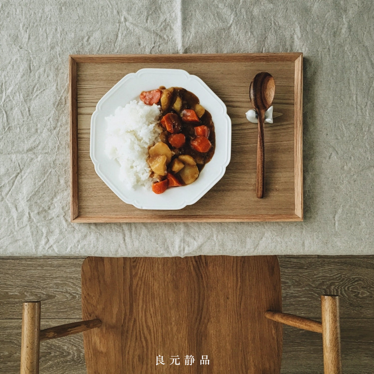 Luxury Style Japanese rectangular wood snack afternoon tea plate Nordic wind coffee breakfast tray