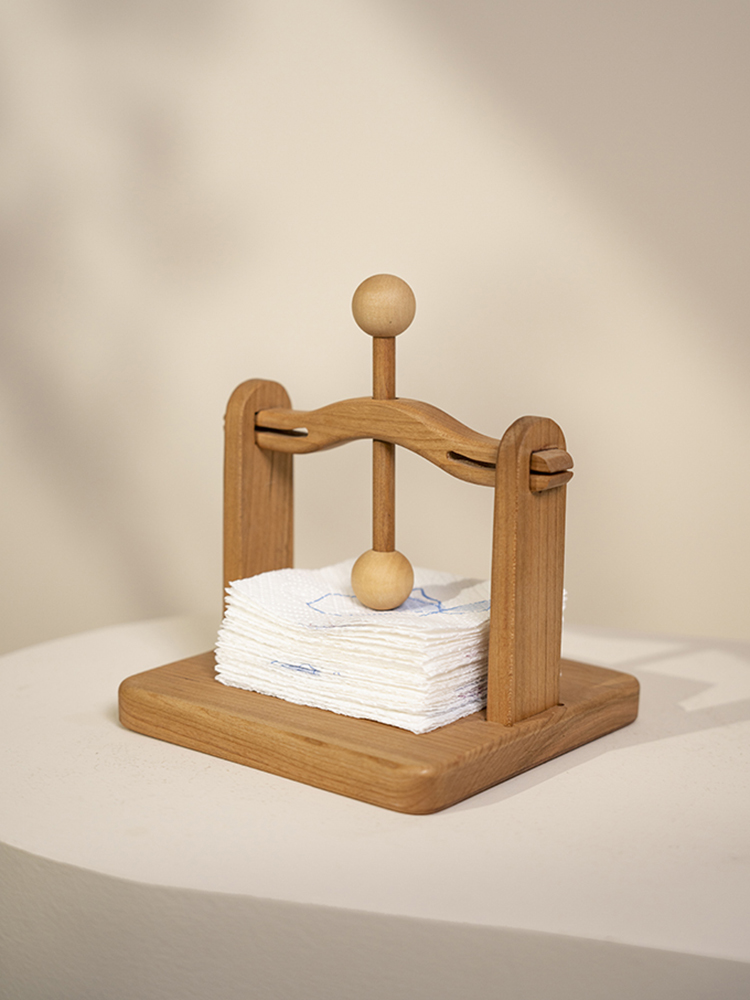 Artisan Wood Home Solid Wood Paper Towel Holder Press Desk Dining Room Hotel Tabletop Square Towel Rack Dining Towel Rack Vertical Nip Paper Holder
