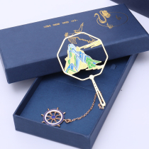 Qianli Jiangshan Fan Metal Bookmark Classical Chinese Style Creative Students Use Ancient Style Gift Bookmarks
