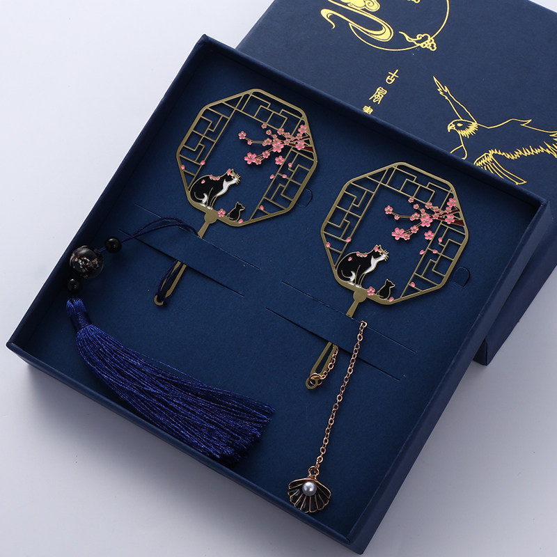 (Kittens Peach Blossom) Classical China Wind Metal Bookmark Creative Little Fresher Students Customize Gifts With Lettering