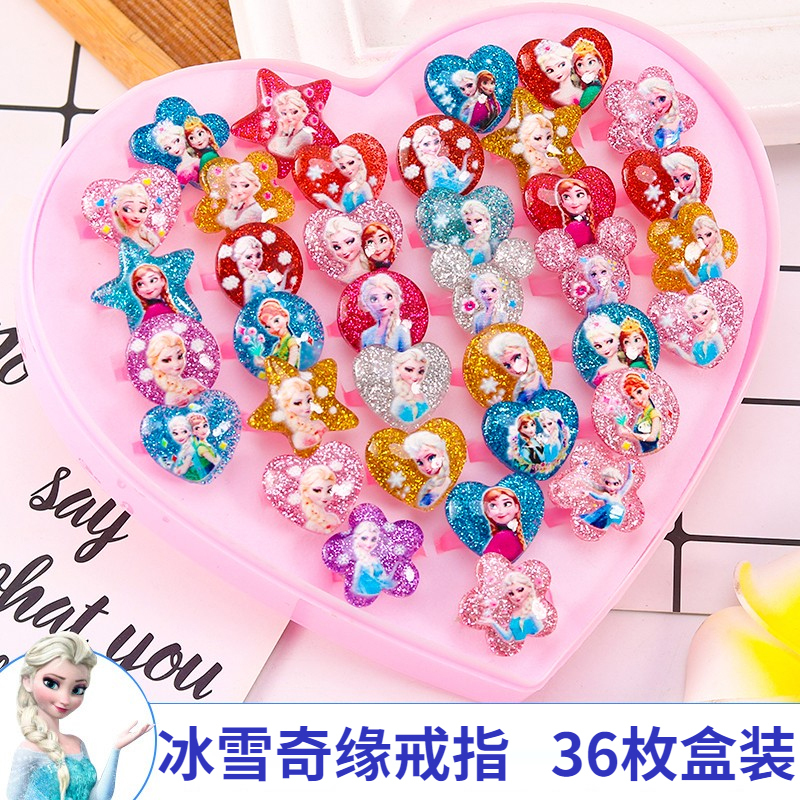 Children's Ring for Girls, Frozen Elsa Princess, Cute Gemstone Diamond Ring, Baby Girl Toy