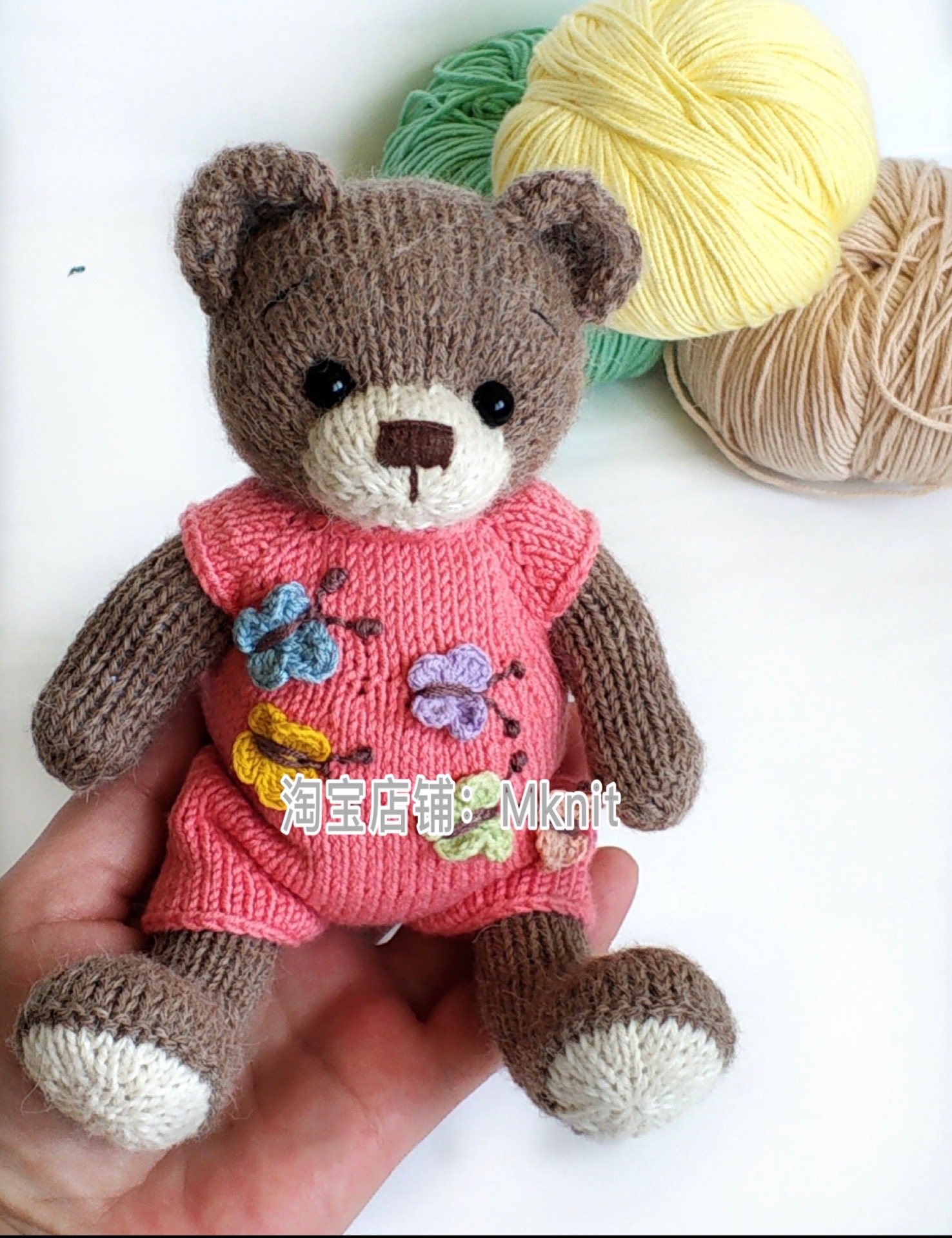 Butterfly bear body jumpsuit Mknit stick needle wool knitting doll illustration plain text tutorial Chinese version