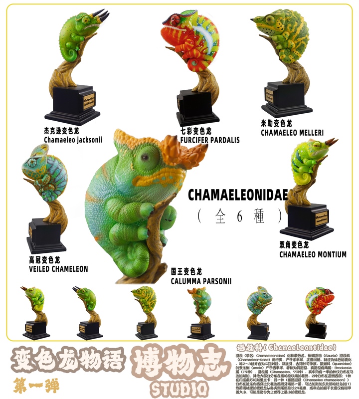 Original Studio by Bumuzhi Produces the Chameleon Kingdom Model Figurine, Trendy Toy Executive, Multicolored Chameleon in Stock