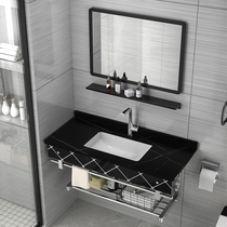 Simple rock board countertop washbasin ceramic stainless steel bracket balcony wash basin bathroom combination wall Basin