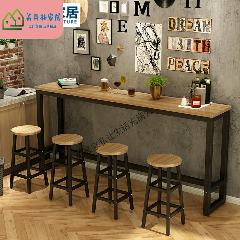 Bar table home simple wall partition long narrow table high table milk tea shop bar bar bar table and chair combination
