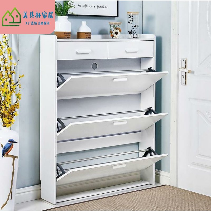 Shoe cabinet household door door side shoe cabinet Ultra-thin 17CM dump bucket type shoe cabinet outside the door large capacity economic special