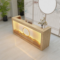 Hotel new Chinese style cashier antique ear shop front desk reception desk desk Chinese medicine hall counter solid wood bar back cabinet