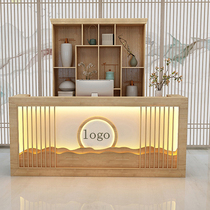 Solid Wood hotel bar cashier counter wine cabinet integrated new Chinese front table restaurant bar counter commercial shop counter