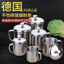 304 stainless steel drinking cup with lid with handle Childrens water cup Kindergarten drop-proof cup Household milk tea cup