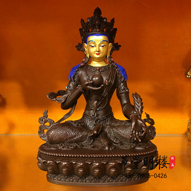 Tibetan Buddhism of Tibetan King BodhisattBodhisattva pure bronze and golden retro craftsmanship to hide Taiwan A level Seiko Buddha statue
