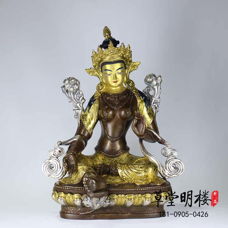 Pure copper green degree Mother Buddha hide and rescue Eight difficulty Mother and gold Golden Retro Crafts A Ruler of High Costume Hide