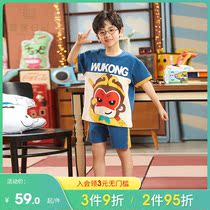 Child Pyjamas Boy Summer Short Sleeve Home Clothing Thin Little Boy Pure Cotton CUHK Boy 15 Year Old Home Suit Suit