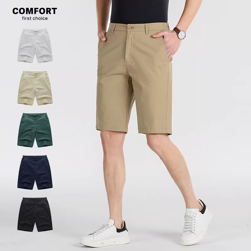 Men's Golf Shorts, Summer Thin Breathable Non-Iron Casual Mid-Length Straight-Leg Stretch Sports Shorts
