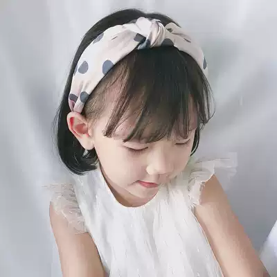 Korean children's wave point hairband wide side pressure hair primary school hair card cute hair hoop girl princess non-slip hair accessories