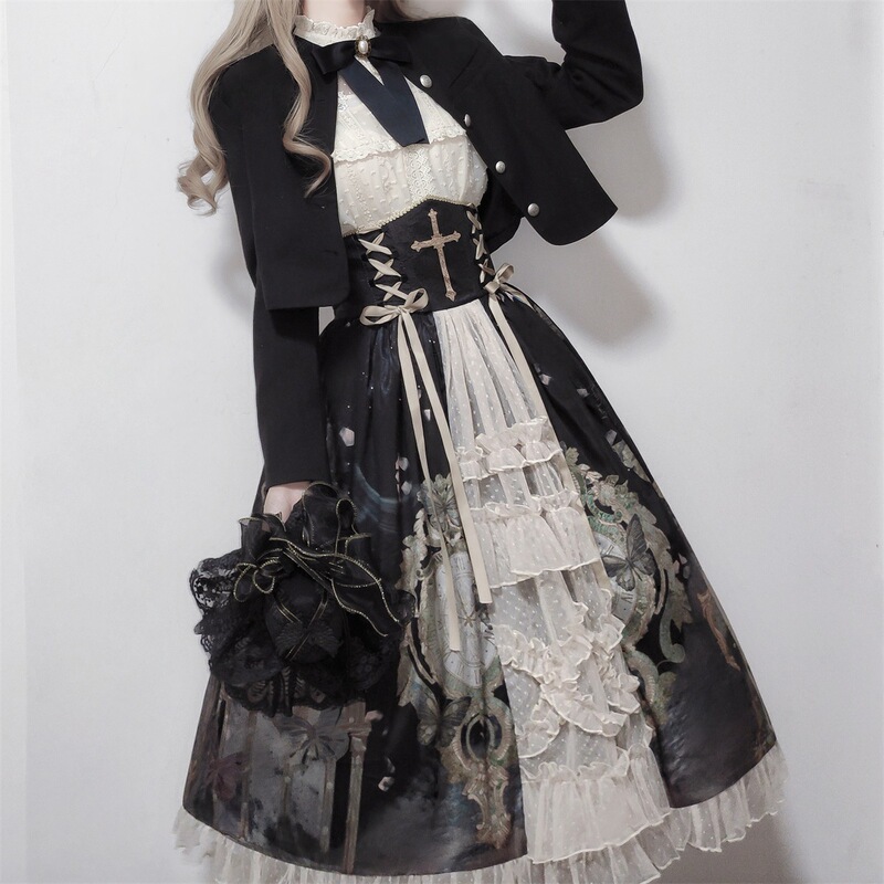 Rose Island Original Butterfly Clock Lolita Dress Daily Light Lolita Dress Elegant Retro Palace Style Suit