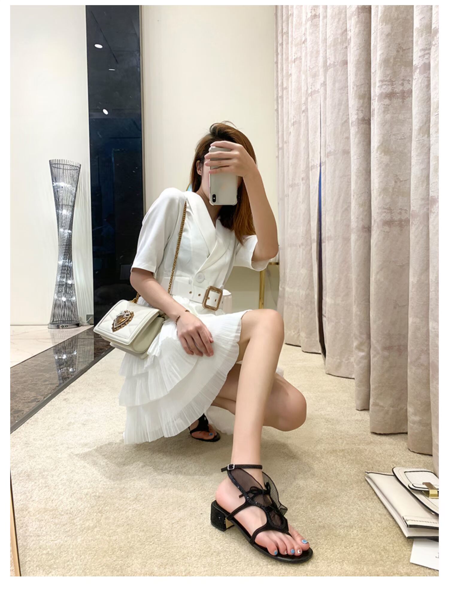 Giày sandal lưới nữ màu đỏ thủy triều 2019 mùa hè mới toe rhinestone dày với siêu hoang dã gió thần gió La Mã - Sandal sandal bitis