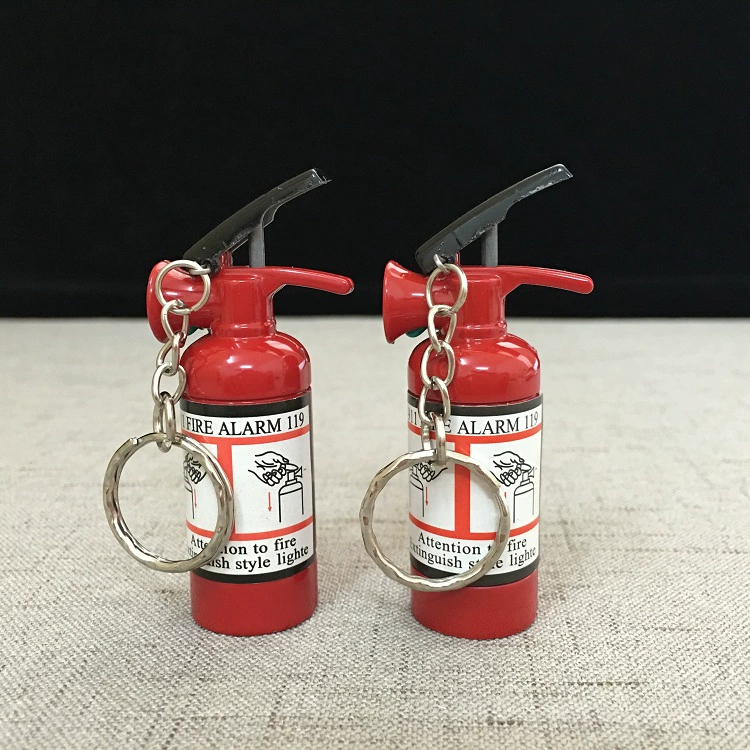 Sáng tạo mini bình chữa cháy bơm hơi nhẹ cá tính mới lạ kim loại lửa điện tử với chìa khóa vòng mặt dây chuyền hột quẹt sạc điện