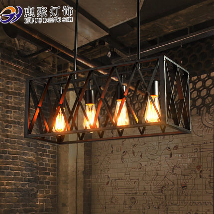 Nordic Art Creative Personality Retro Lighting Bar Counter Industrial Style American Wrought Iron Restaurant Lamp Wrought Iron Chandelier
