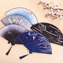 Fan folding fan Chinese style female students ancient style tassel in summer carry ancient Chinese clothing small bamboo fan