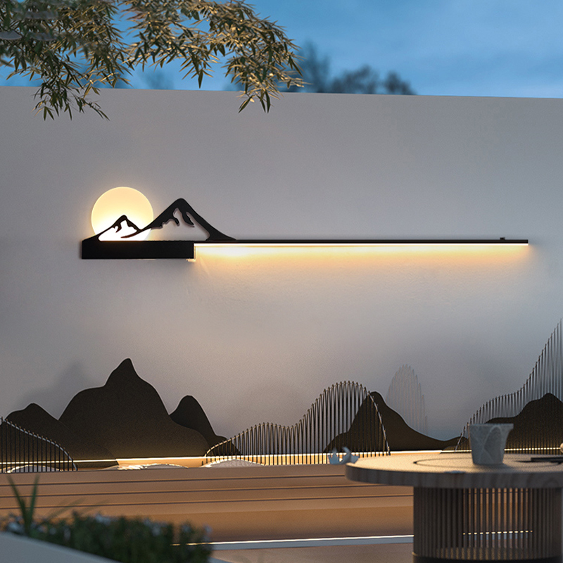 New Chinese-Style Outdoor Strip Light, Solar-Powered Wall Light for Background Wall, Waterproof Screen Wall Courtyard Light