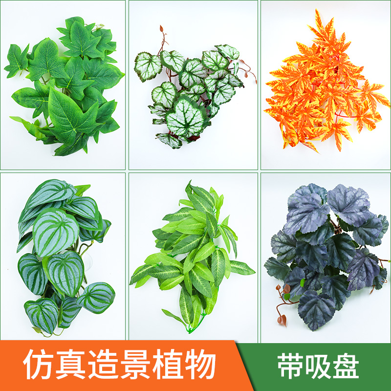 Climbing Spotting Simulation Plant With Suction Cups Sustena Crab Tortoise Lizard Lizard Reptile Reptile Turquoise Rearing Box Turquoise Decorative Pendulum Decoration