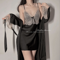 RESISTU micro-tipsy lashes sexy lace ice-like silk home pajamas robes 2021 suspenders nightgowns