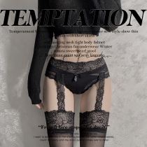 RESISTU full score legs sexy thin knee lace sling socks ultra-thin hot black silk underwear stockings