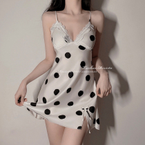 RESISTU creamy cocoa sexy Lei ribbon chest pad ice feel silk polo point 2021 summer new suspender nightgown