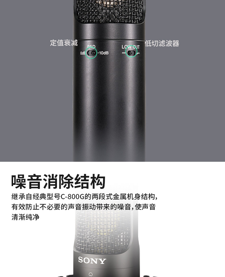 Sony/索尼 C-80 C-100电容麦克风 主播K歌游戏有声书ASMR录音话筒