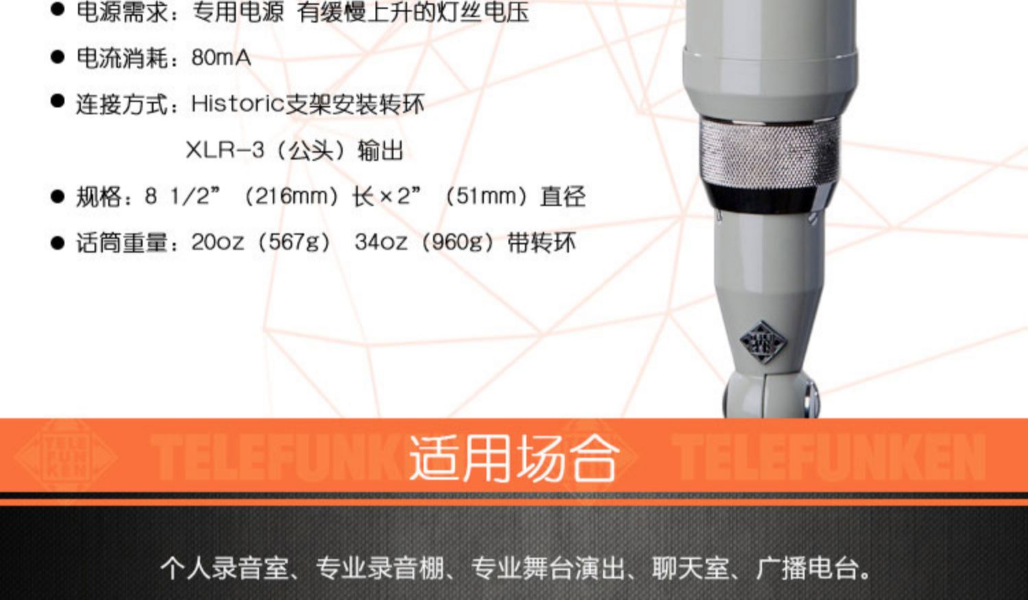 德律风根 Telefunken Ela M251E 251-E 电子管 话筒麦克风 行货