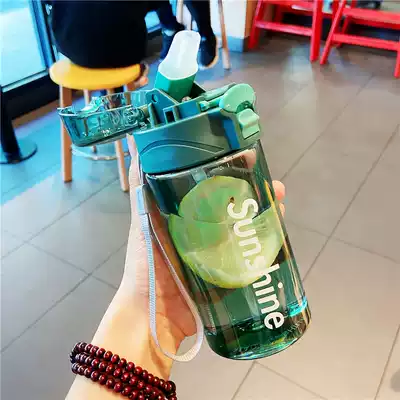 Straw cup Portable net celebrity tritan sports water cup female summer ins style couple high facial value cup male fitness