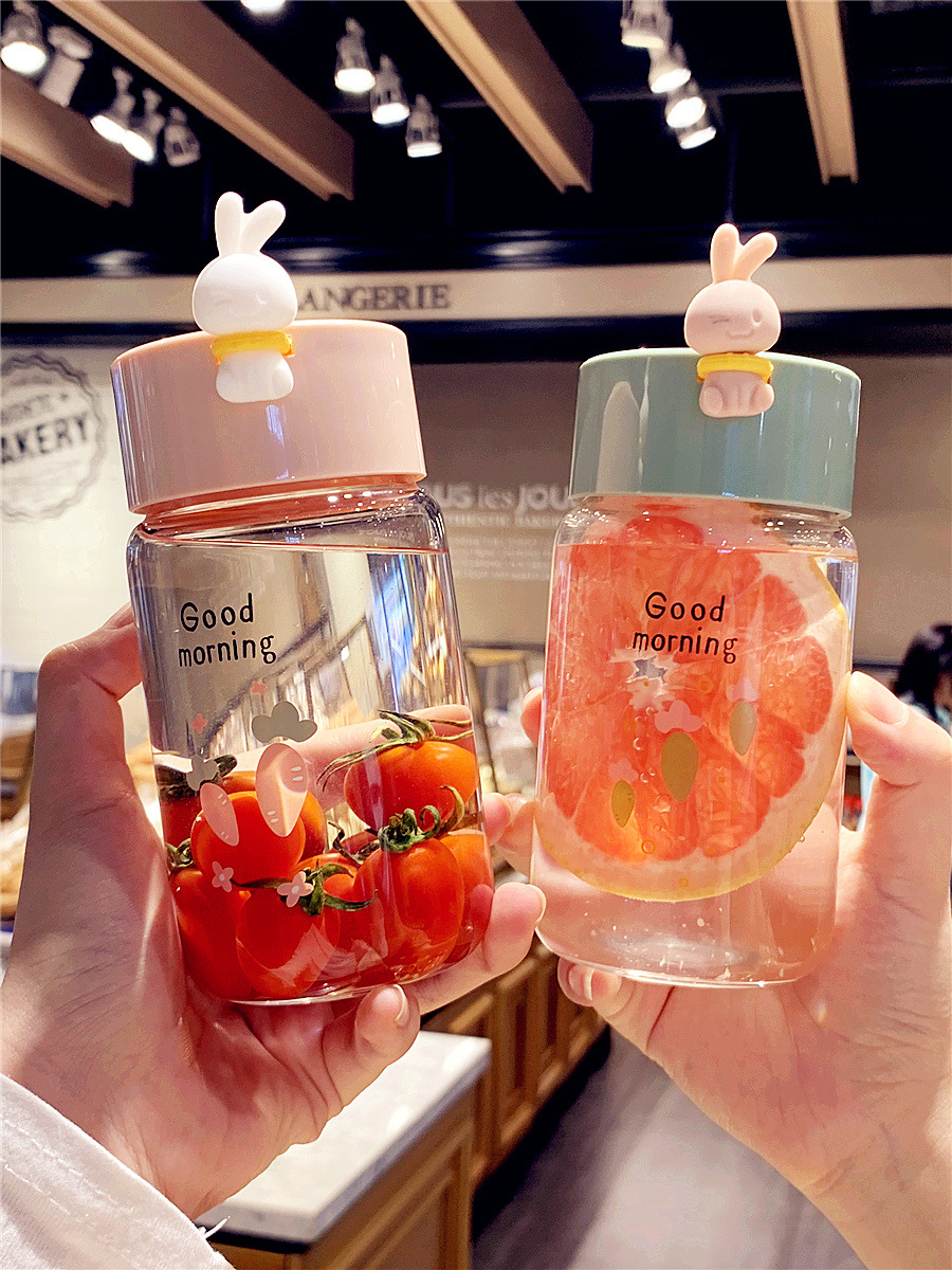 Glass ins wind Japanese style creative mini net red water cup female cute scale heat resistant portable high value cup