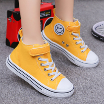 2021 spring and autumn high-top childrens canvas shoes boys  shoes summer breathable childrens cloth shoes girls white shoes