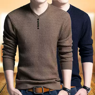 2020 Autumn new long sleeve T-shirt men's V-collar youth T-shirt thin base shirt men's clothing v collar