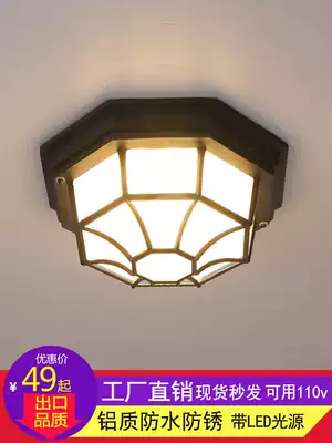 Outdoor ceiling lamp waterproof sun lamp entrance door entrance American outdoor corridor aisle induction lamp octagonal lamp led