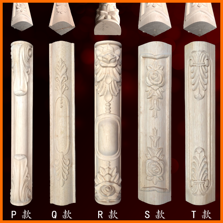Dongyang wood carving furniture table foot European style column solid wood furniture side pillar cabinet accessories carved column wooden leg wooden foot