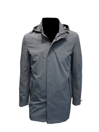 2025年春季新品男士中长款风衣暗门襟帽子可拆卸休闲外套LENZON领