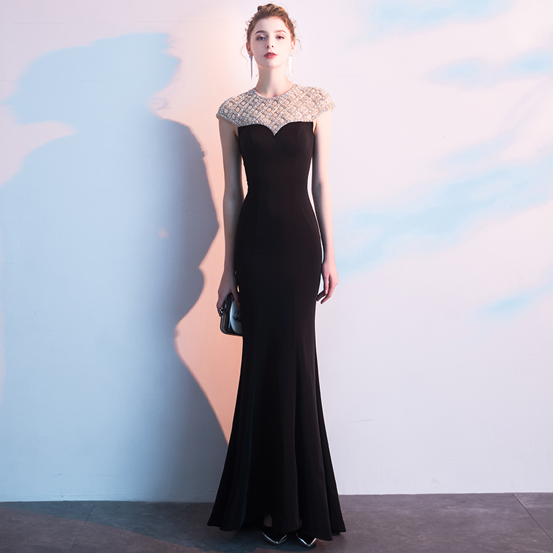 Black Evening Dress for Women, High-End Heavy Craftsmanship Mermaid Gown, Elegant, Slim-Fitting, Luxurious, Sophisticated, Suitable for Banquet Hostess Black Evening Dress for Women, High-End Heavy Craftsmanship Mermaid Gown, Elegant, Slim-Fitting, Luxurious, Sophisticated, Suitable for Banquet Hostess