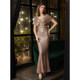 Evening dress women's 2022 new temperament long gold slim fishtail slim party annual meeting host dress