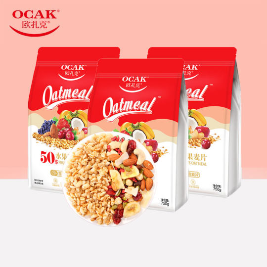 Ozark yogurt fruit cereal 750g*3 bags fruit nut oatmeal dry breakfast for lazy people to eat crispy and ready to eat