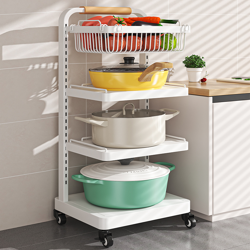 Kitchen Pot Rack Storage Rack Household Floor-Standing Multi-Layer Fruit and Vegetable Basket Trolley Multi-Functional Pot Storage Rack