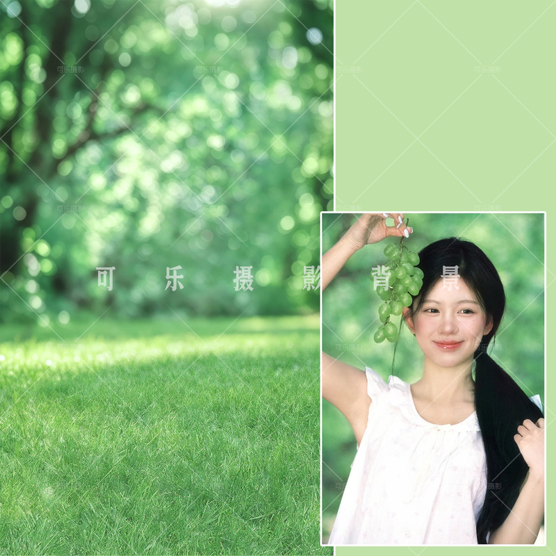 Summer Fresh Green Light Spot Background Cloth with a Forest Natural Scenery Vibe, Japanese-Style Photo Background Cloth for Girls