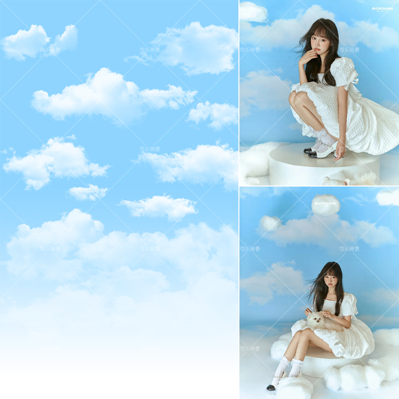 Sky Background Art Photo Blue Sky and White Clouds Photography Background Cloth Blue Sky White Clouds Photography Inkjet Background Cloth