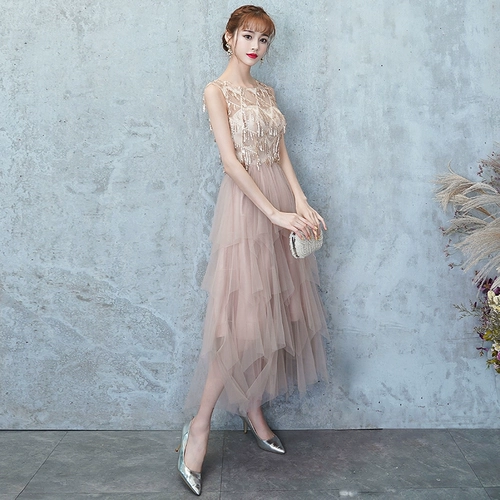 Розовое небольшое платье подружки невесты, демисезонное вечернее платье