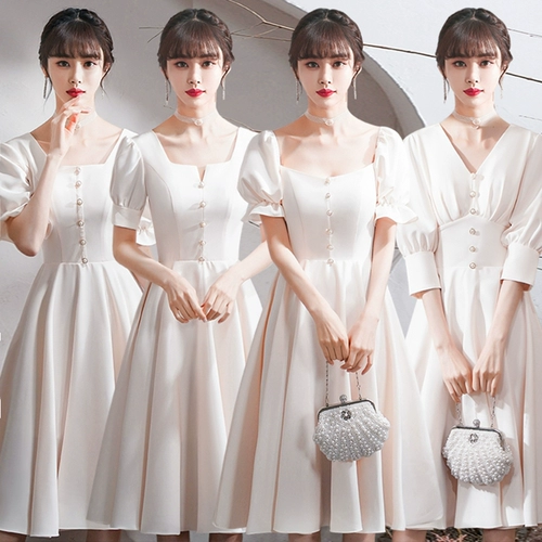 Платье подружки невесты, белое вечернее платье, юбка, подходит для подростков