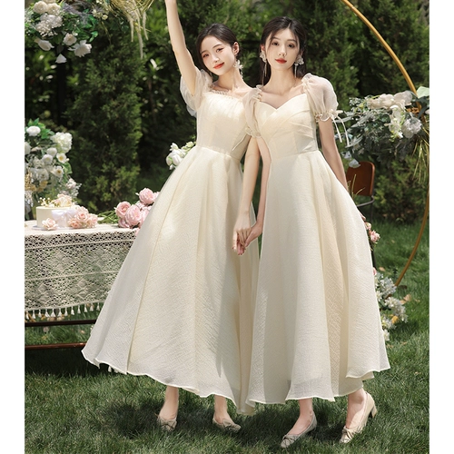 Летнее платье подружки невесты, небольшое вечернее платье, цвета шампанского